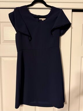 LOFT Navy Flutter Sleeve Mini Dress